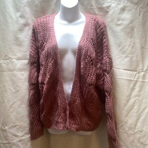 Pink Rose Cardigan Sweater Soft Pink
